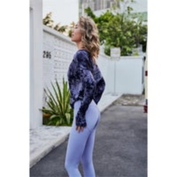 WOMENS PURPLE TIE-DYE PRINT OFF-THE-SHOULDER LONG SLEEVE TOP - Size: S/M, L/XL - Picture 5 of 9